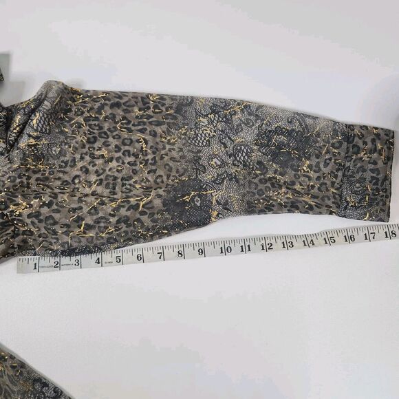 Lane Bryant Mixed Print Leopard Lace Paisley Gold Long Sleeve Button Down 18/20 - Picture 9 of 9